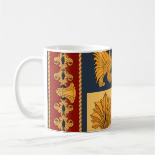 Taza De Café Leones dorados: diseño de pañuelos Art Nouveau