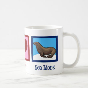 Taza De Café Leones marinos del amor de la paz