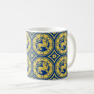 Taza De Café Leones medievales amarillos y azules café Mug
