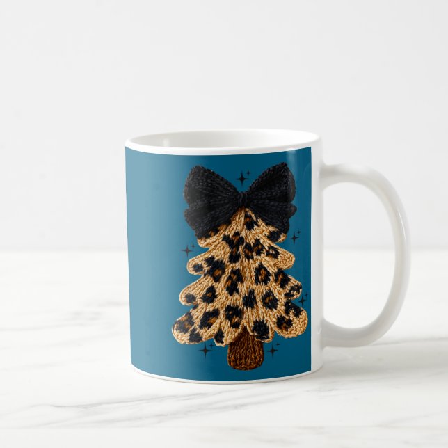 Taza De Café Leopard Christmas Tree,christmas Coquette Bow Yarn (Derecha)