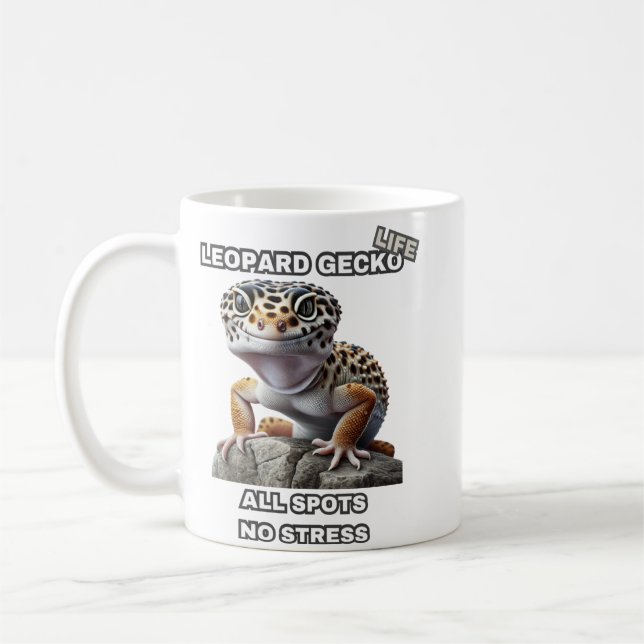 Taza De Café Leopard Gecko Life All Spots No Stress (Izquierda)