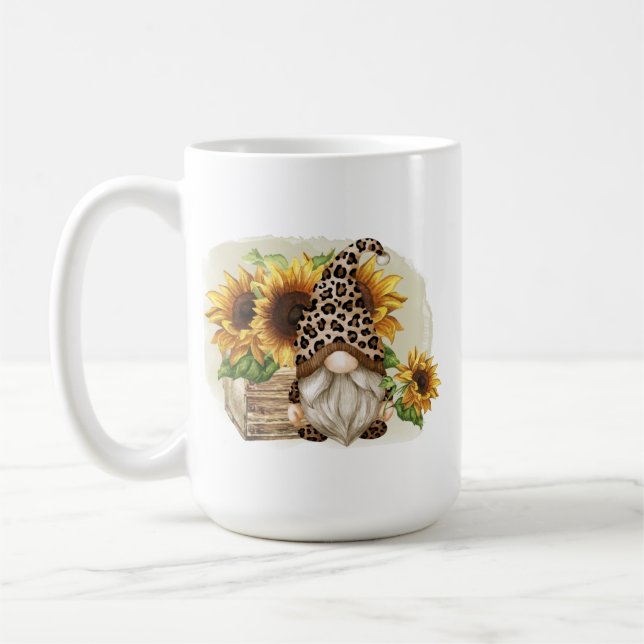 Taza De Café Leopard Gnome Sunflowers (Izquierda)