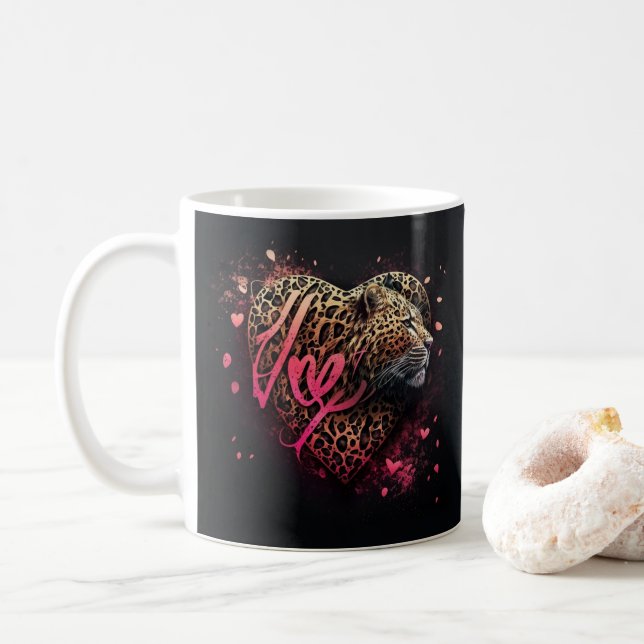 Taza De Café Leopard Heart Love Graffiti Art                    (Con donut)