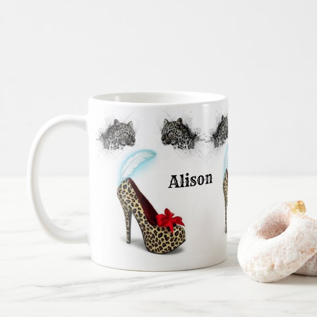 Taza De Café Leopard Heels Mug (Con donut)