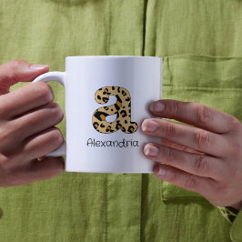Taza De Café Leopard Imprimir inicial a minúscula y nombre