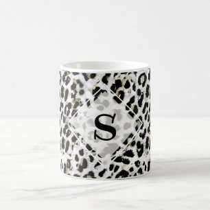 Taza De Café Leopard - Monograma de impresión, personalizado,