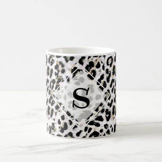 Taza De Café Leopard - Monograma de impresión, personalizado, (Centro)