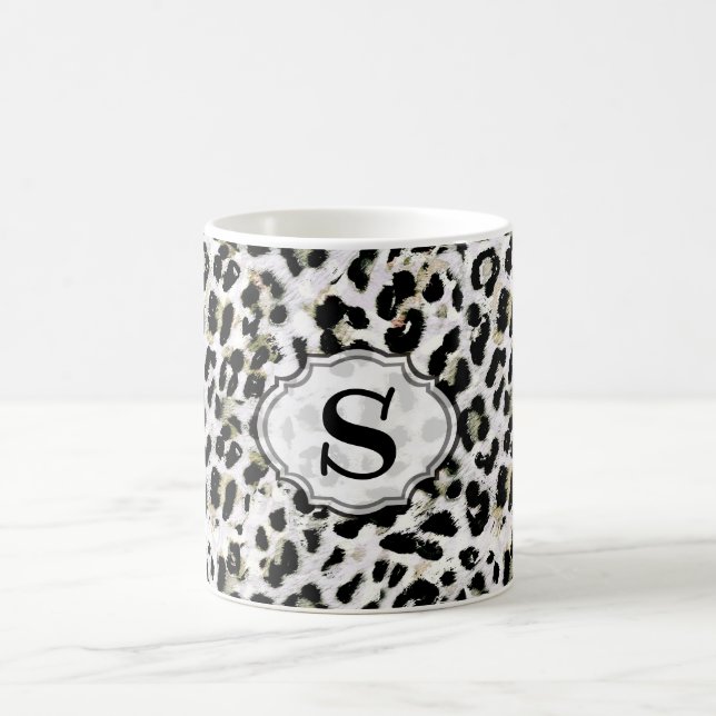 Taza De Café Leopard - Monograma de impresión, personalizado, (Centro)