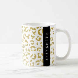Taza De Café Leopard Print, Gold Leopard, Purpurina, tu nombre