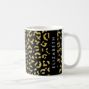 Taza De Café Leopard Print, Gold Leopard, Purpurina, tu nombre