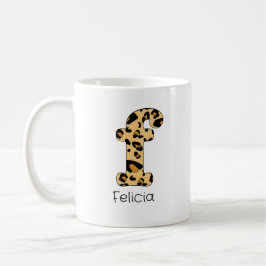 Taza De Café Leopard Print Inicial de minúsculas y nombre