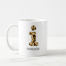 Taza De Café Leopard Print Inicial en minúsculas y nombre