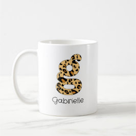 Taza De Café Leopard Print Inicial g Letra minúscula y nombre