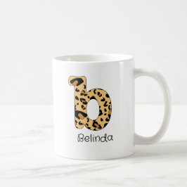 Taza De Café Leopard Print Inicial minúscula b y nombre