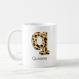 Taza De Café Leopard Print Inicial minúscula q y nombre