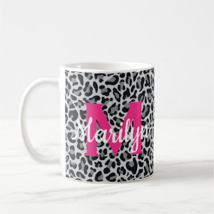 Taza De Café Leopard Print Personalize Name Hot Pink Coffee Mug