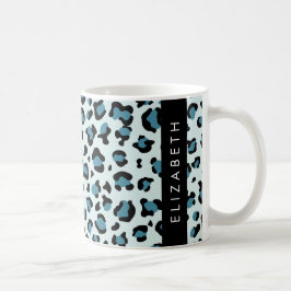 Taza De Café Leopard Print, Spots, Blue Leopard, tu nombre
