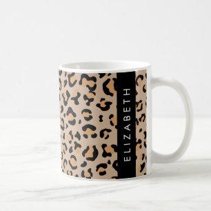 Taza De Café Leopard Print, Spots, Brown Leopard, Tu Nombre