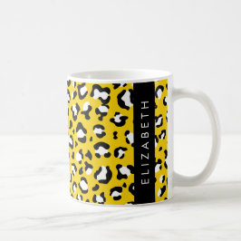 Taza De Café Leopard Print, Spots, Yellow Leopard, tu nombre
