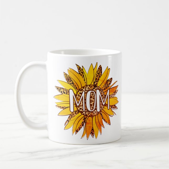 Taza De Café Leopard Print Sunflower MOM (Izquierda)