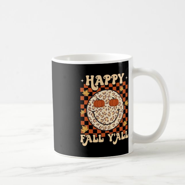 Taza De Café Leopard Smile Face Happy Fall Y'all Retro Groovy A (Derecha)
