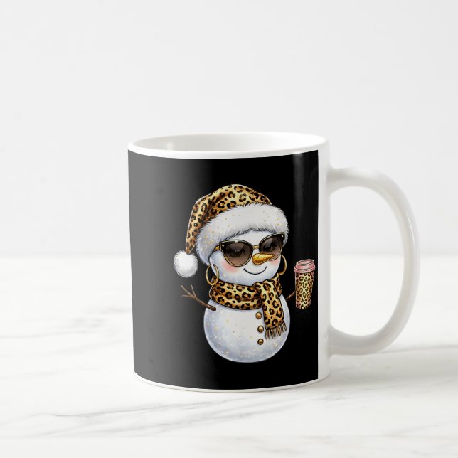 Taza De Café Leopard Snowman With Sungles Funny Christmas Women (Derecha)