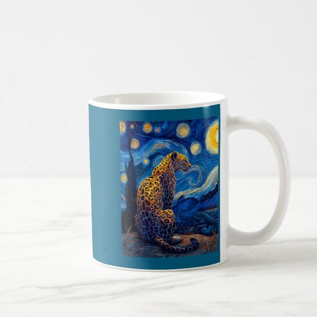 Taza De Café Leopard - Van Gogh Style Starry Night Funny Graphi (Derecha)
