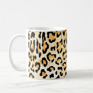 Taza De Café Leopardo amarillo, dibujado a mano.