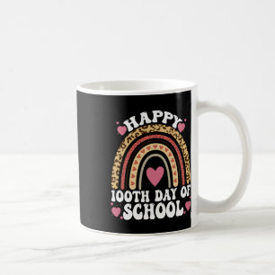 Taza De Café Leopardo Arcoíris Feliz 100º Día Escuela Lindo 100