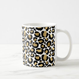 Taza De Café Leopardo blanco y dorado