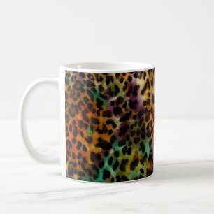 Taza De Café Leopardo colorido: Textura abstracta de época