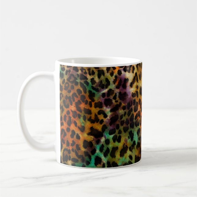 Taza De Café Leopardo colorido: Textura abstracta de época (Izquierda)