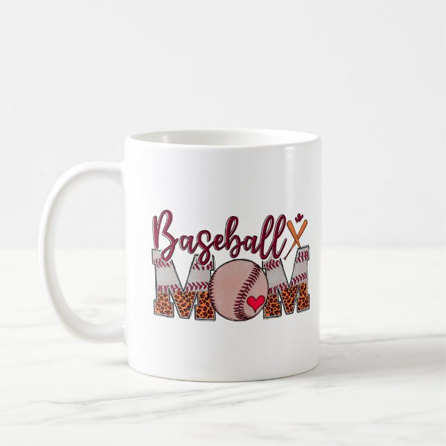 Taza De Café Leopardo De La Madre Del Béisbol (Izquierda)