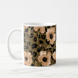Taza De Café Leopardo floral acuarela: patrón infinito