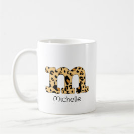Taza De Café Leopardo Imprimir inicial m minúscula y nombre