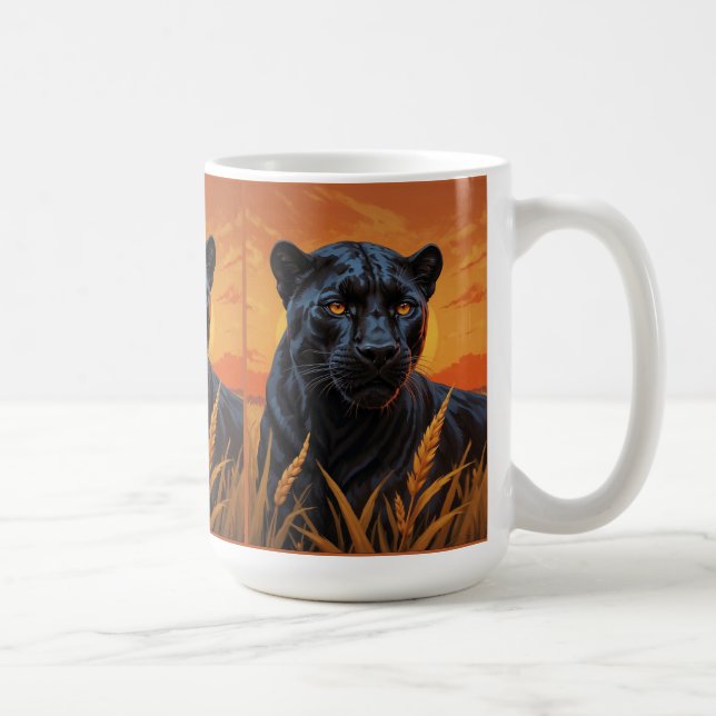 Taza De Café Leopardo negro y sabana africana (Derecha)