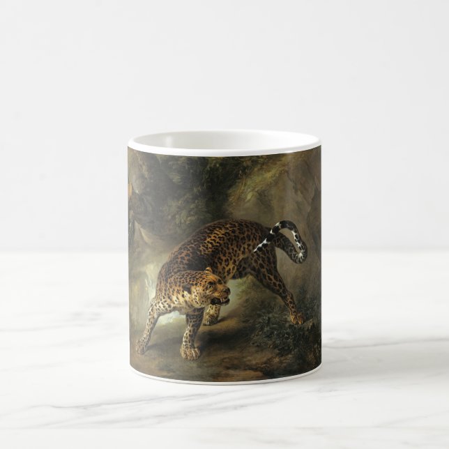 Taza De Café Leopardo salvaje feroz (por Jean-Baptiste Oudry) (Centro)