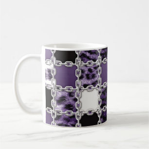 Taza De Café Leopardo ultravioleta sin foco y cadena de plata
