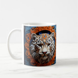 Taza De Café Leopardo vibrante con motivos florales
