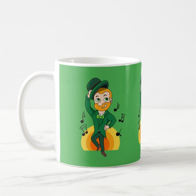 Taza De Café Leprechaun bailando, personalizado de San Patricio (Izquierda)