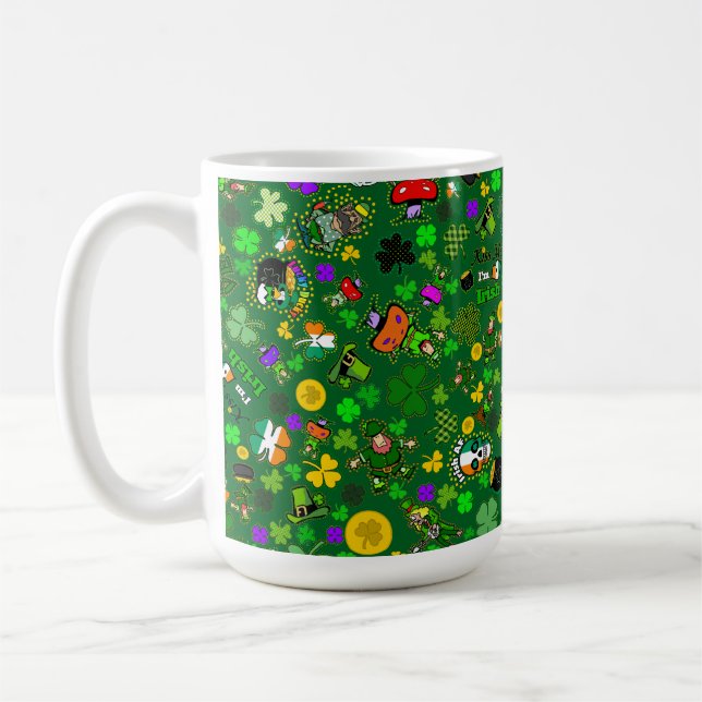 Taza De Café Leprechauns Shamrock Gold Mushrooms Kisme Irish (Izquierda)