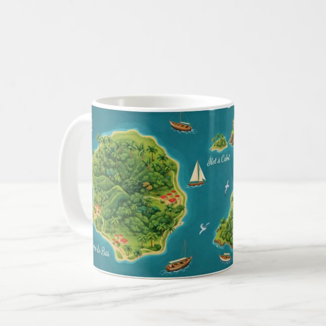 Taza De Café Les Saintes – Illustrated Island Map (Anverso izquierdo)