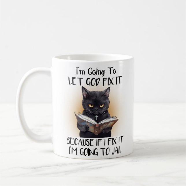 Taza De Café Let God Funny Cat Mug (Izquierda)