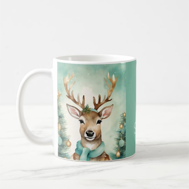 Taza De Café "Let It Snow" Turquoise & Gold Cozy Christmas (Izquierda)