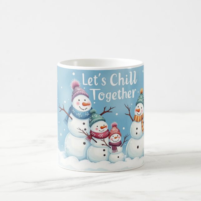 Taza De Café Let’s Chill Together Snowman Family Mug (Centro)