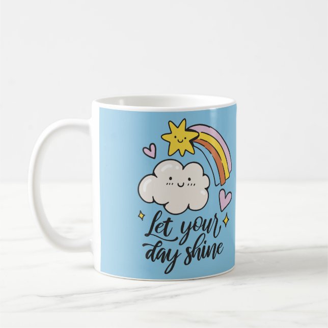 Taza De Café Let Your Day Shine Rainbow Mug – Cute & Uplifting  (Izquierda)