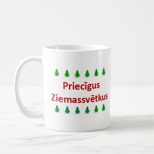 Taza De Café Letón Priecigus Ziemassvetkus (Izquierda)
