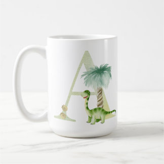 Taza De Café Letra A con dinosaurio