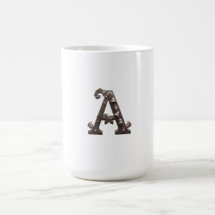 Taza De Café Letra A de bronce ornamentada con campanas