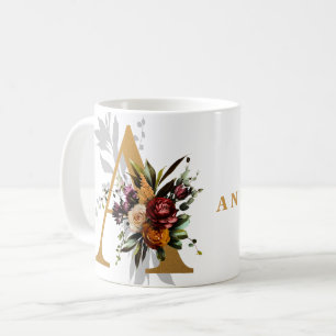 Taza De Café Letra A de monograma personalizada con apellido